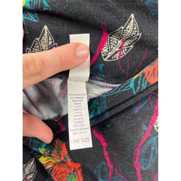 Lularoe Womens Leggings One Size Fits All Black and Neon Floral RN #142161 - Picture 7 of 13